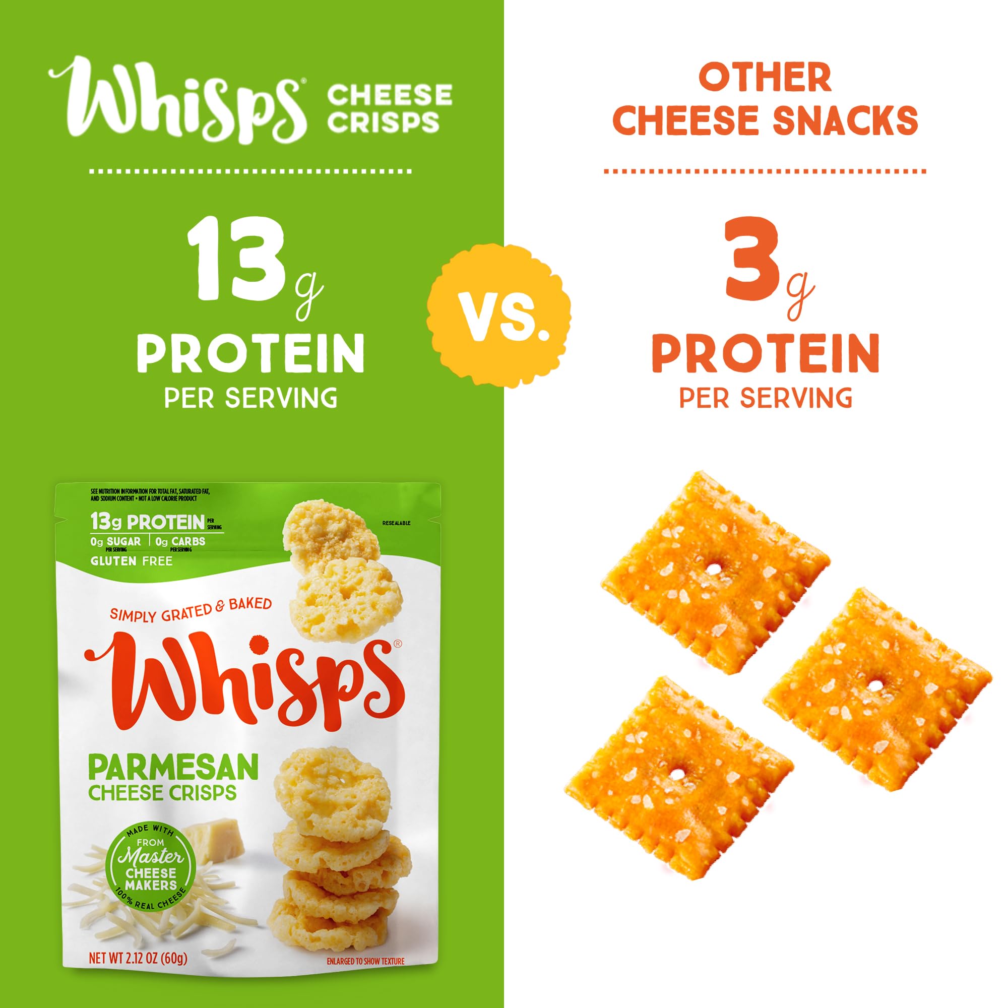 Whisps crisps sprinkled on salad adding crunchy flavor and protein