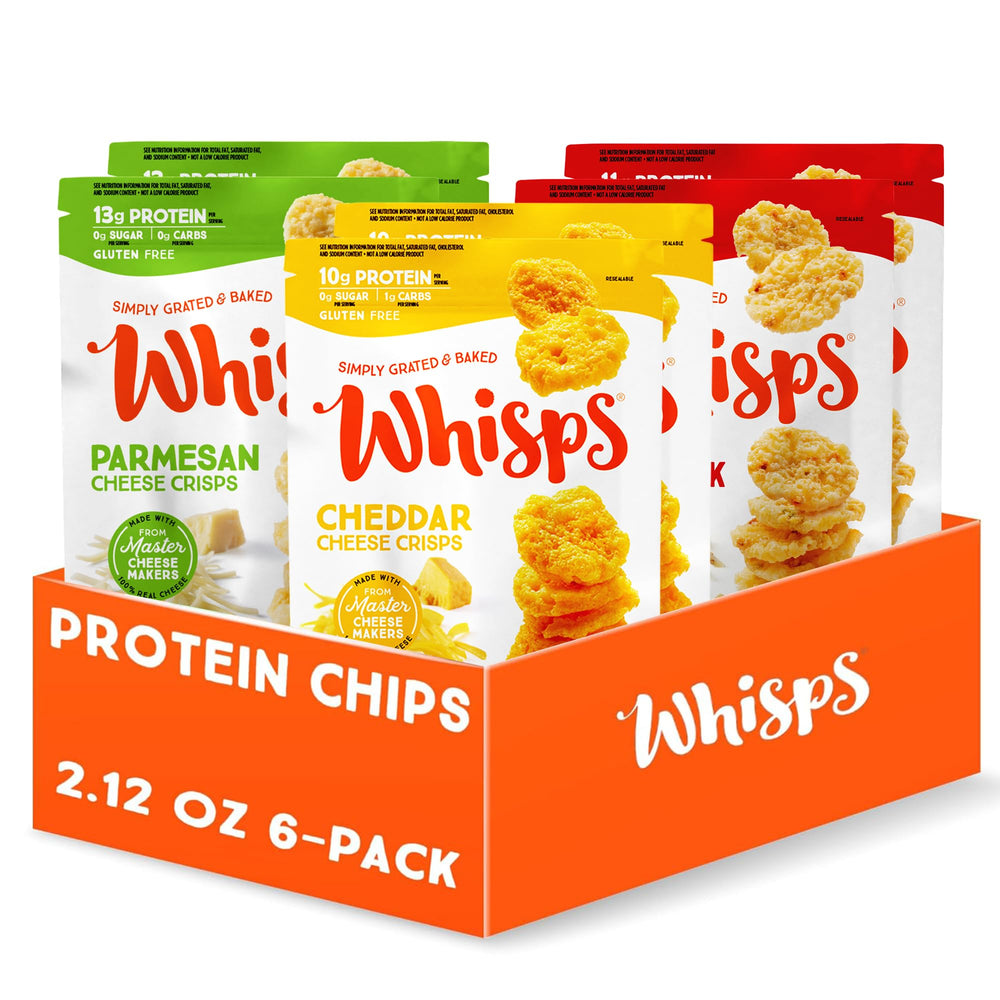Whisps front packaging six-pack showing variety and convenience