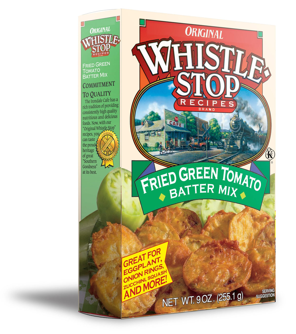 Whistle Stop batter mix box front showing brand and Southern recipe benefit