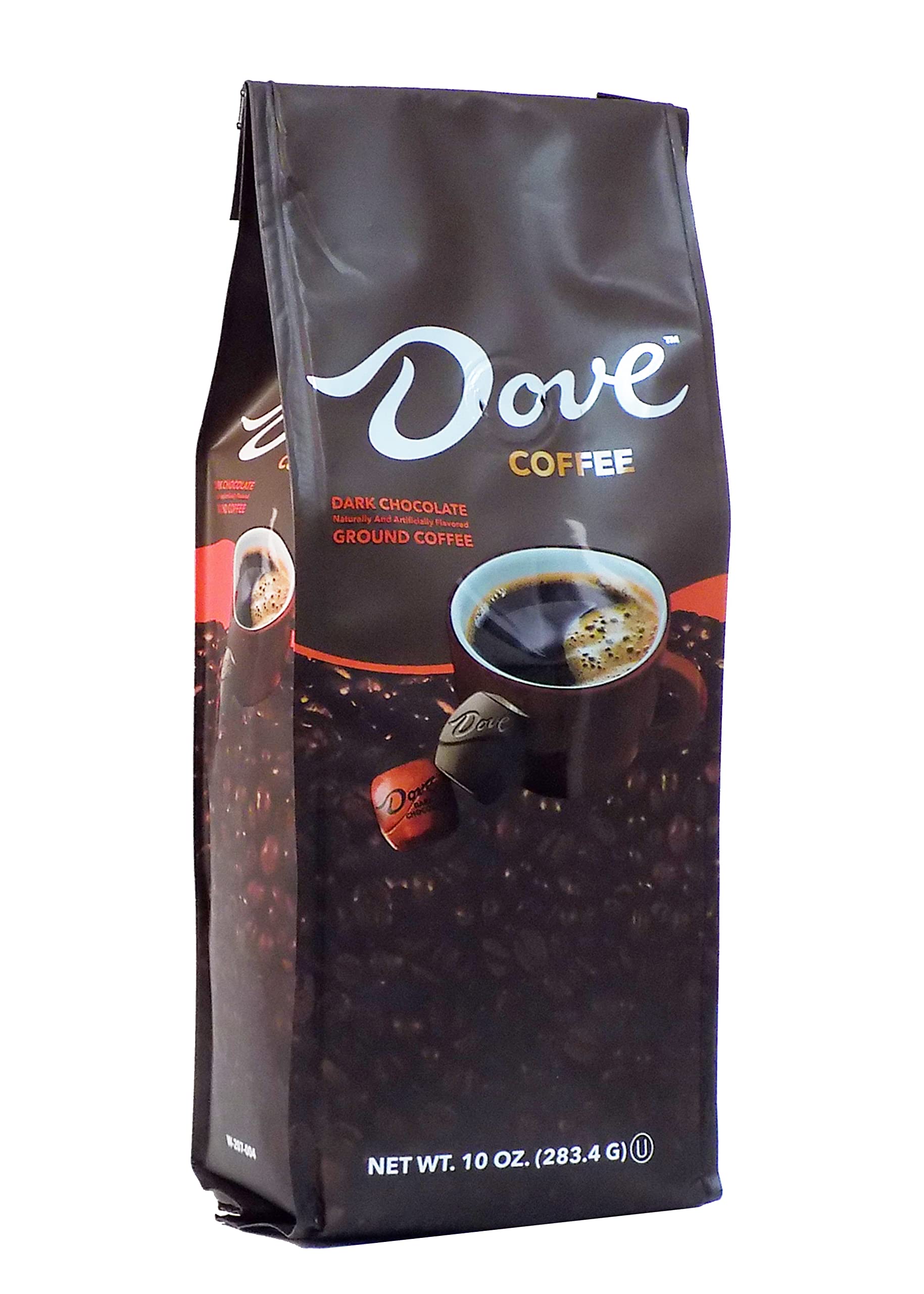 White Coffee front packaging showing Dove dark chocolate flavor and ready-to-brew benefit