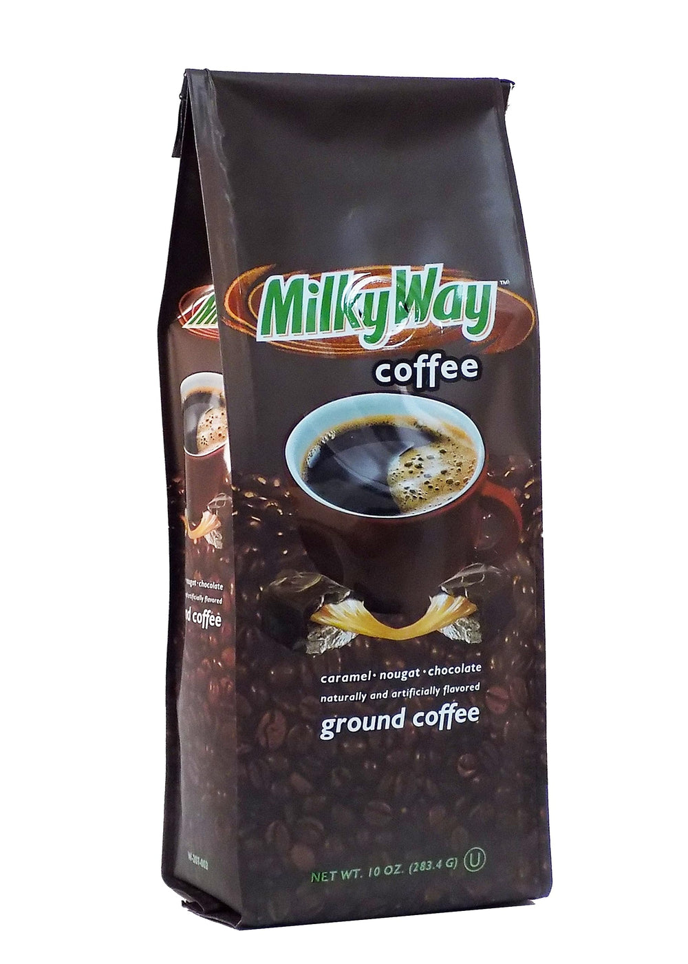 White Coffee front packaging showing flavored medium roast, highlights aroma preservation