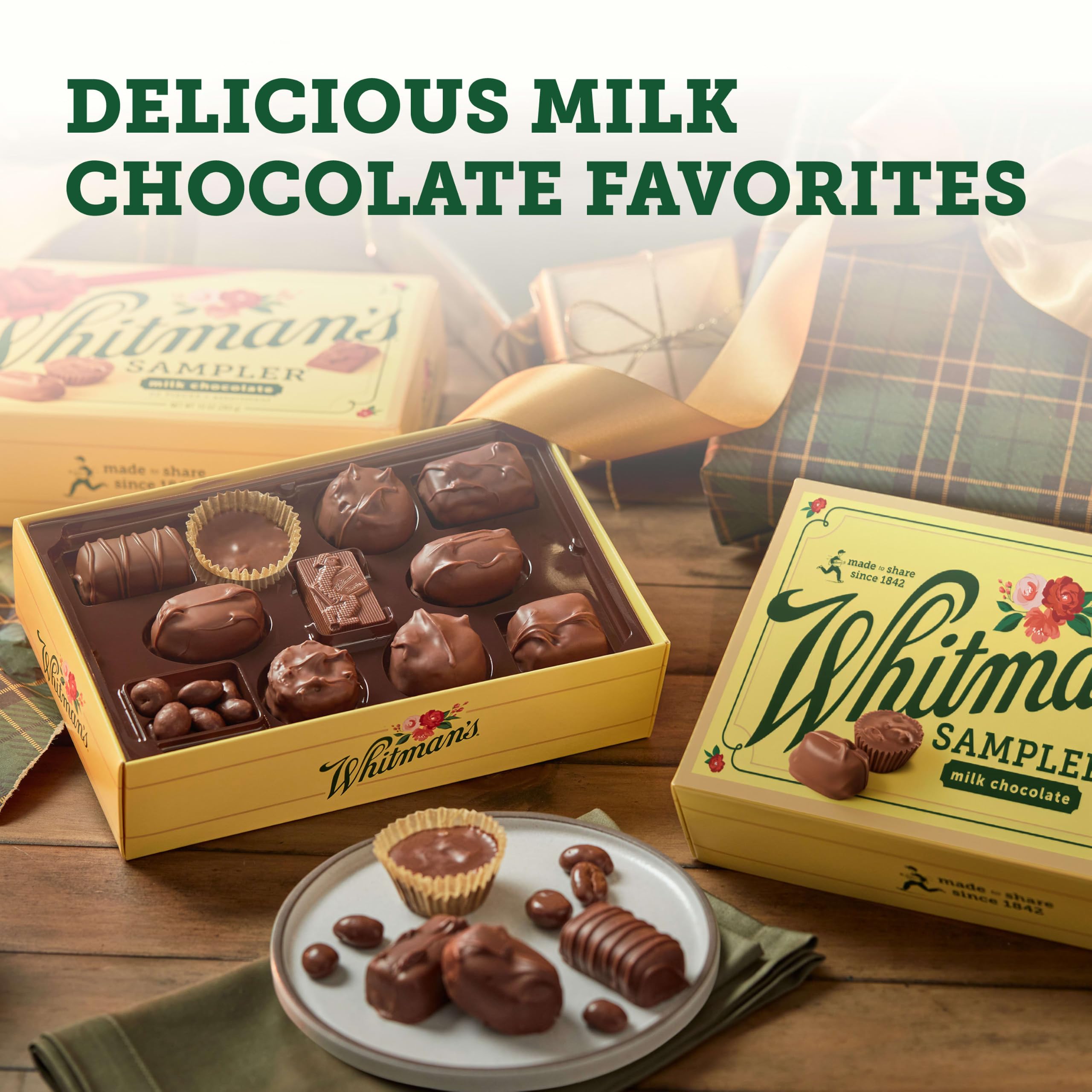 Close-up of Whitman's milk chocolate texture highlighting smooth, creamy look