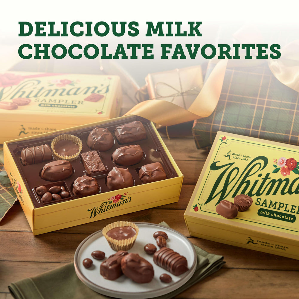 Close-up of Whitman's milk chocolate texture highlighting smooth, creamy look