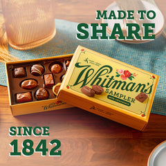 Whitman's chocolate piece with visible filling and ingredient label for clarity