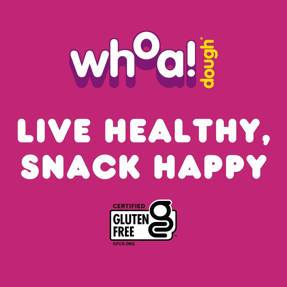WHOA! DOUGH variety bars packed in a lunchbox illustrating grab-and-go, school-safe convenience