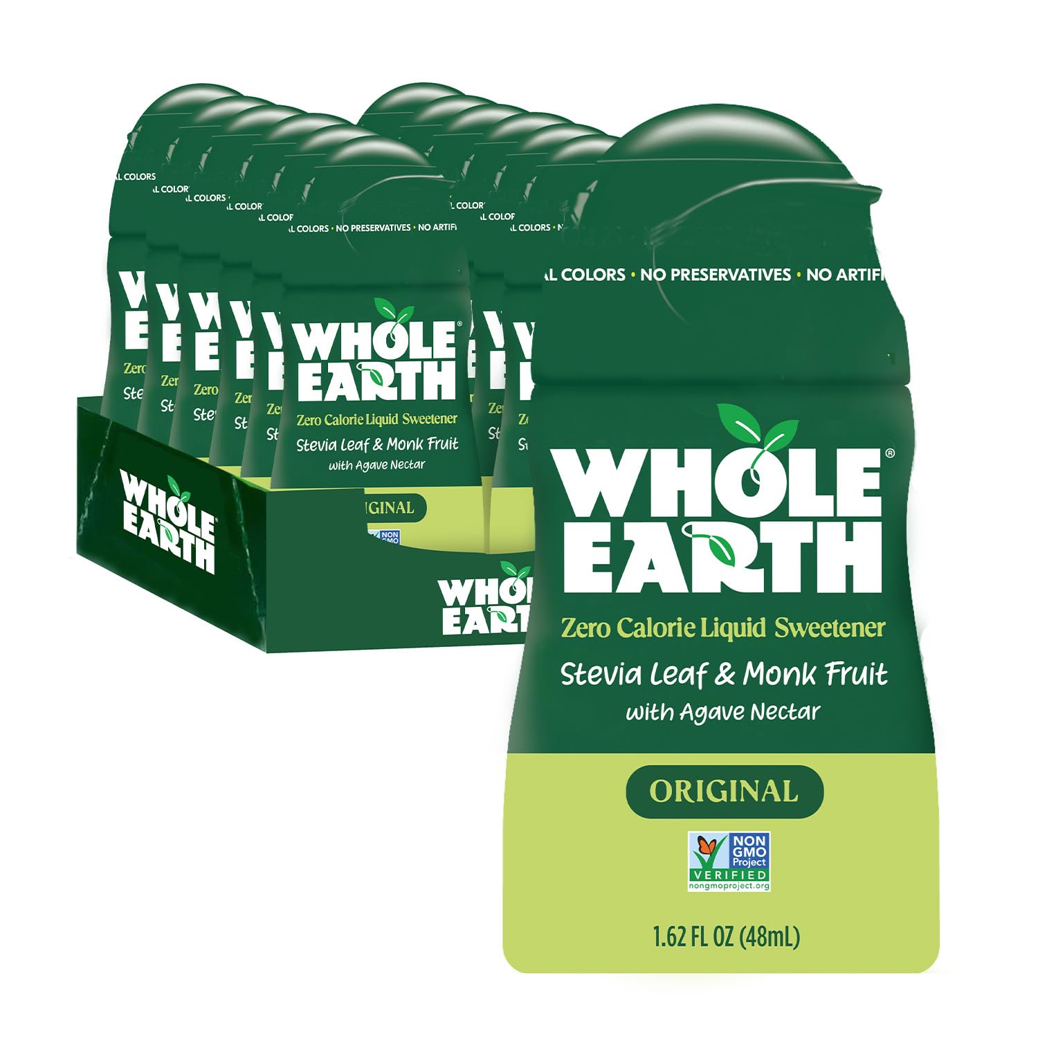 Whole Earth front packaging showing original squeeze bottle and benefits