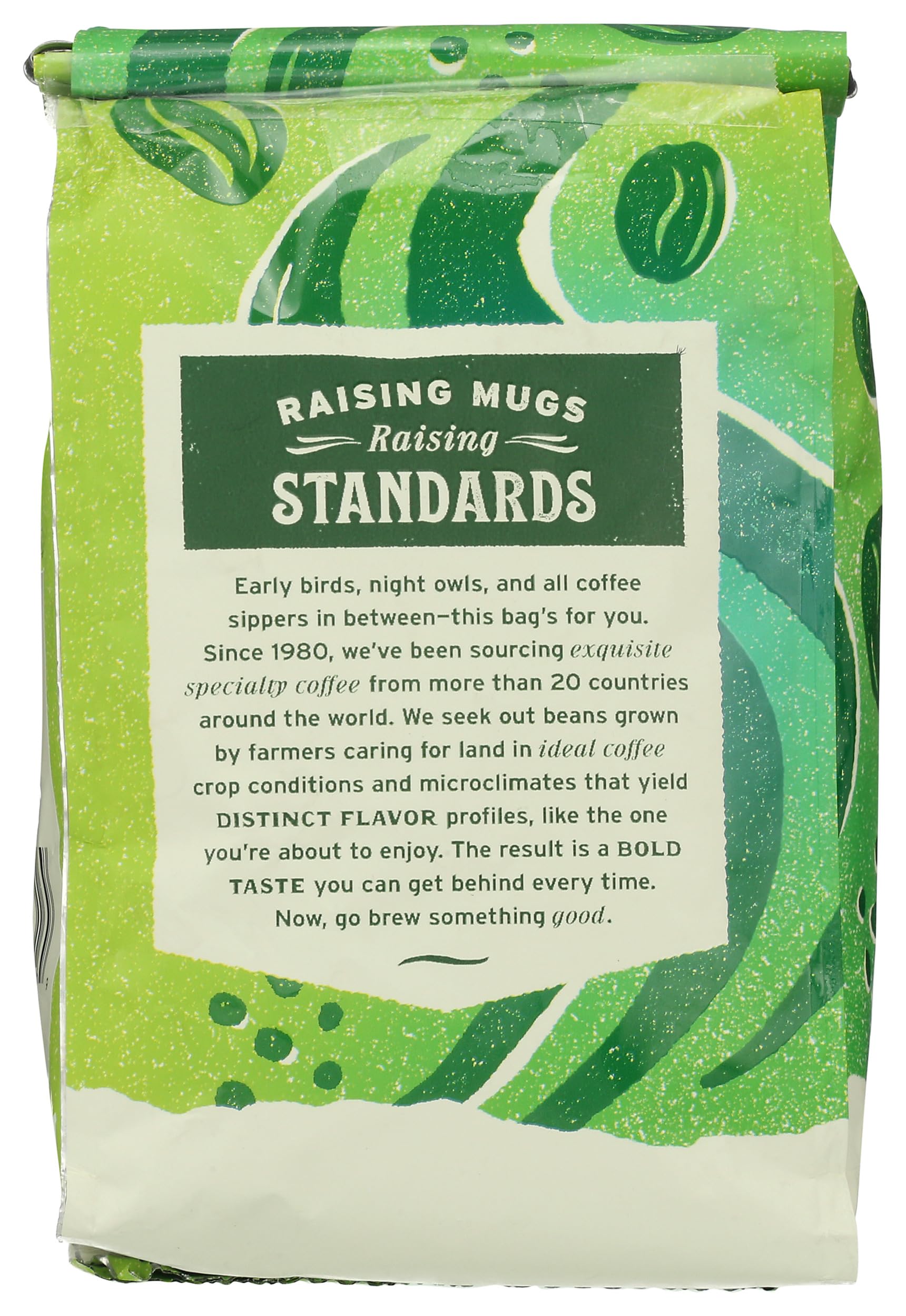 Whole Foods Market bag top seal and label indicating roast and weight