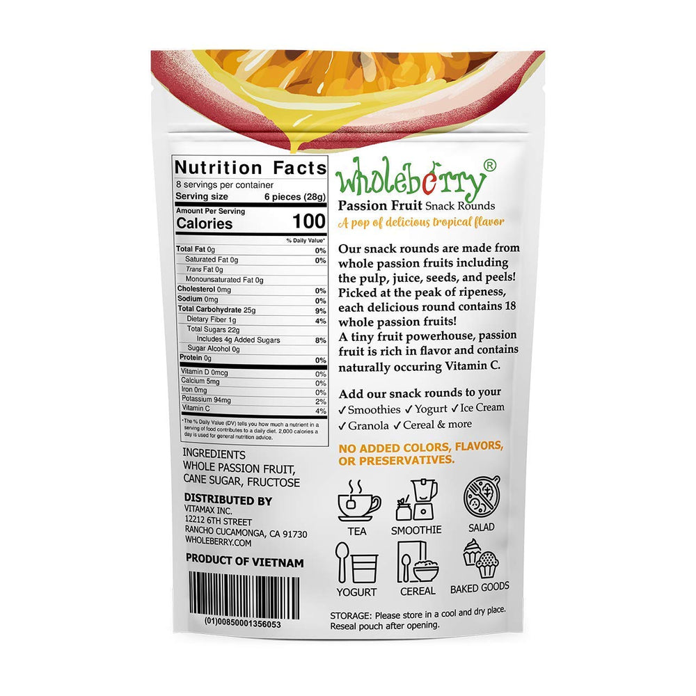 wholeberry back label with ingredient list and origin details for transparency