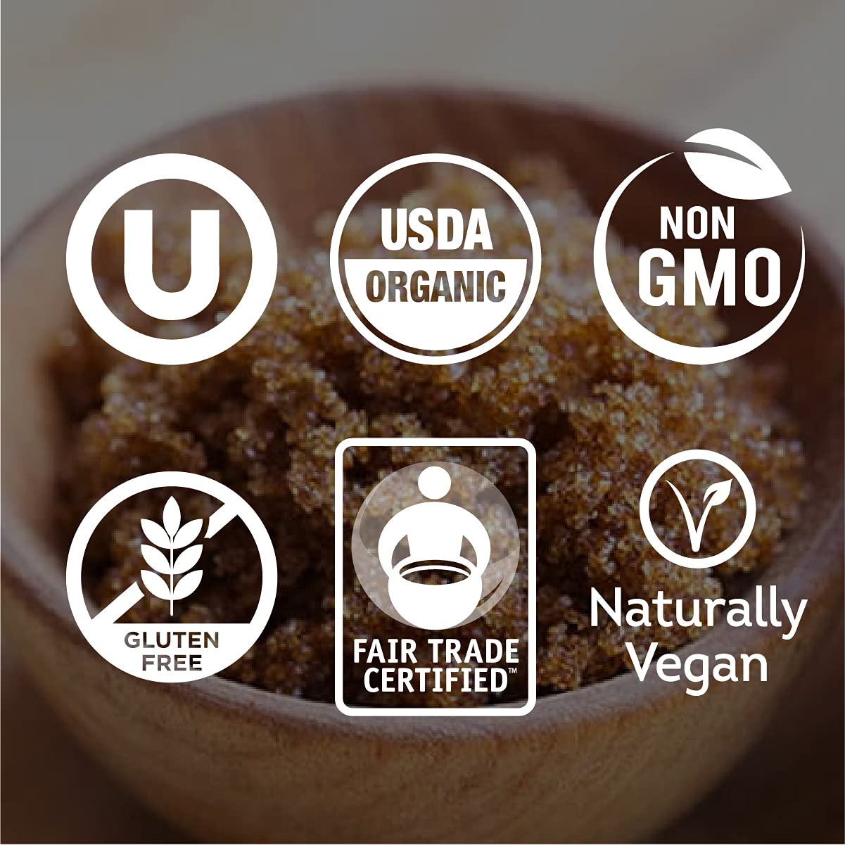 Wholesome label close-up featuring Fair Trade and organic certification benefits
