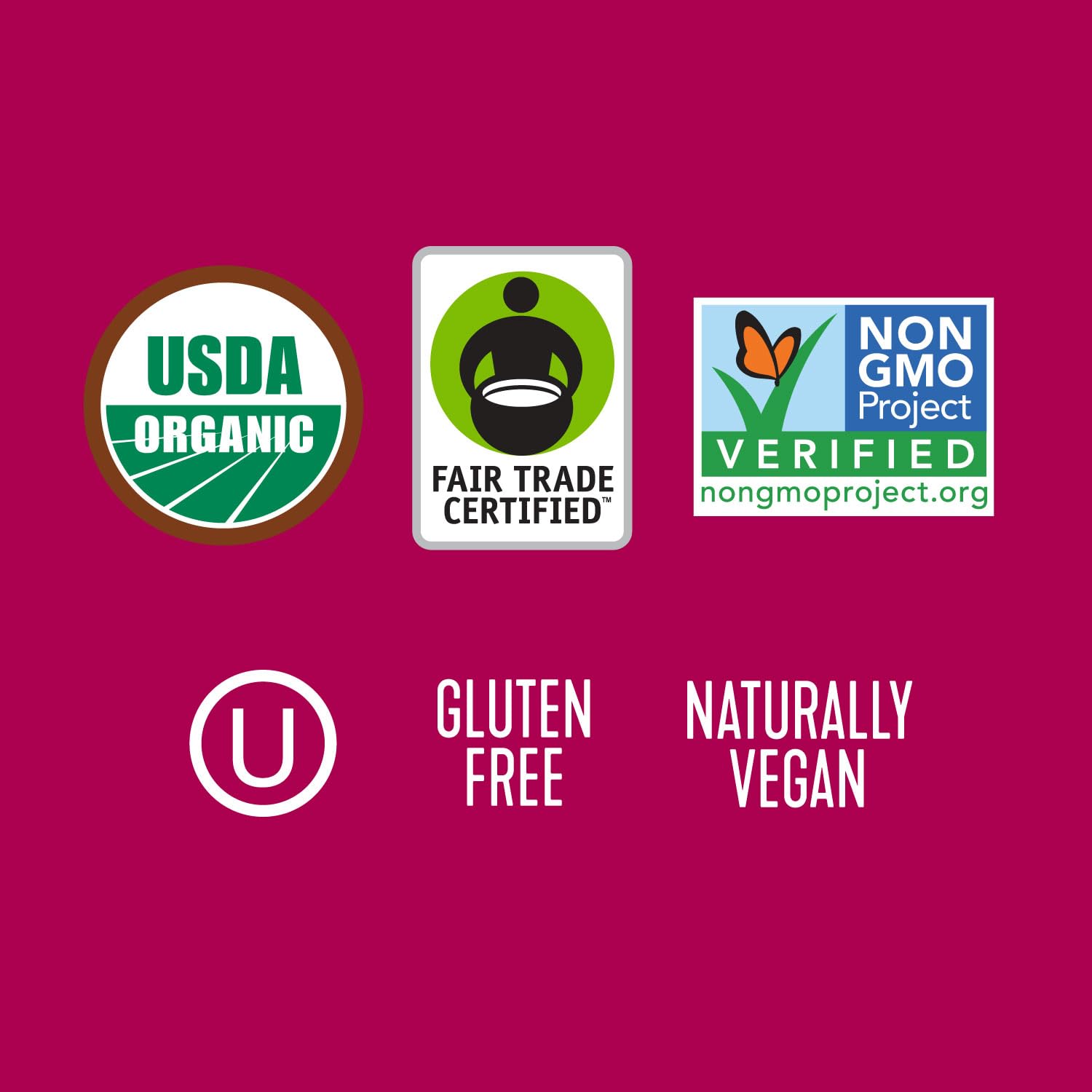 Wholesome product label closeup featuring organic and fair trade benefits