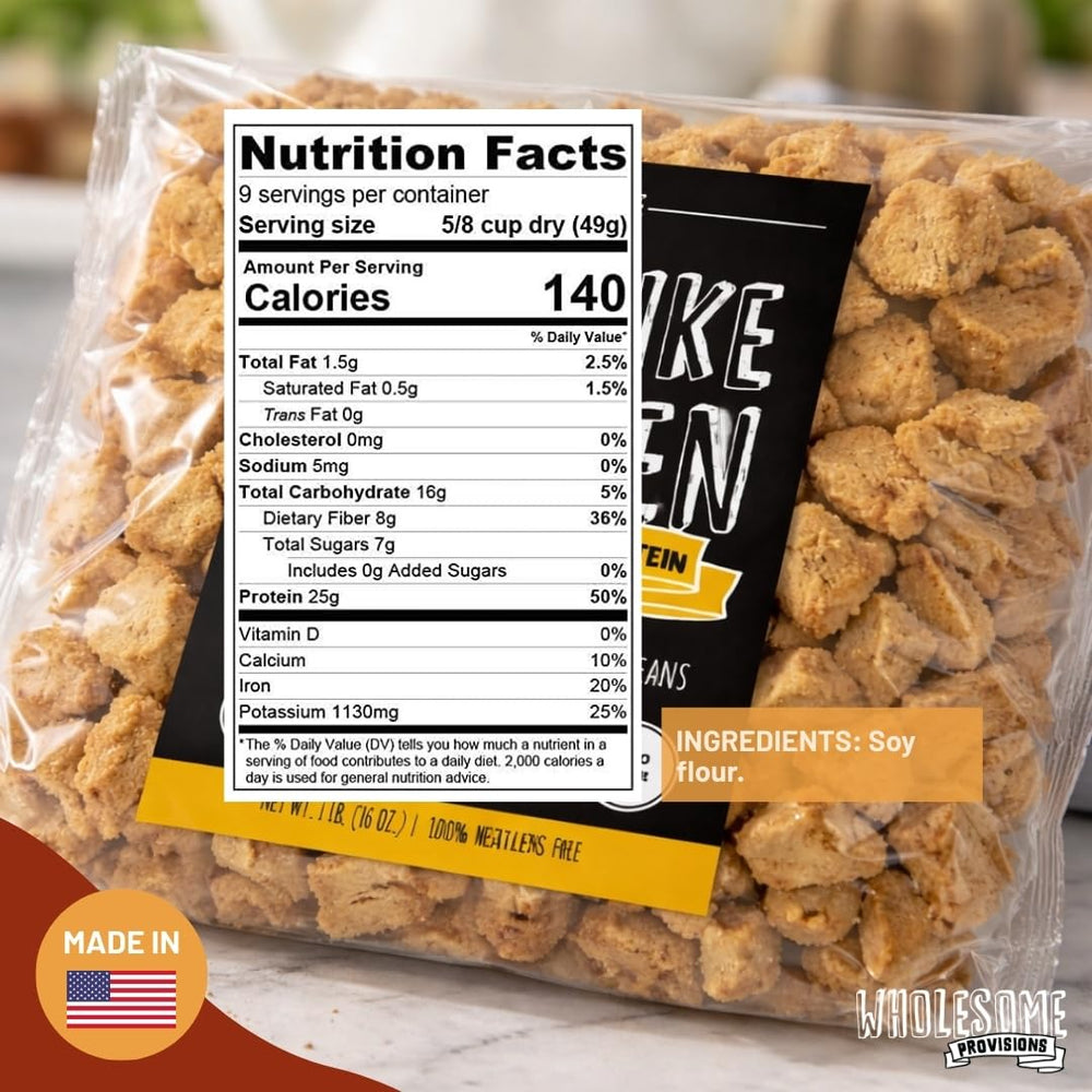 Wholesome Provisions portion next to measuring scale showing 3.4 pounds rehydrated yield