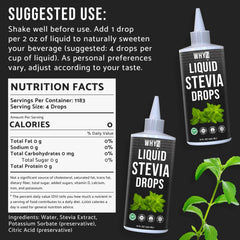 WHYZ bottle next to a measuring cup illustrating size and 1,823 servings value