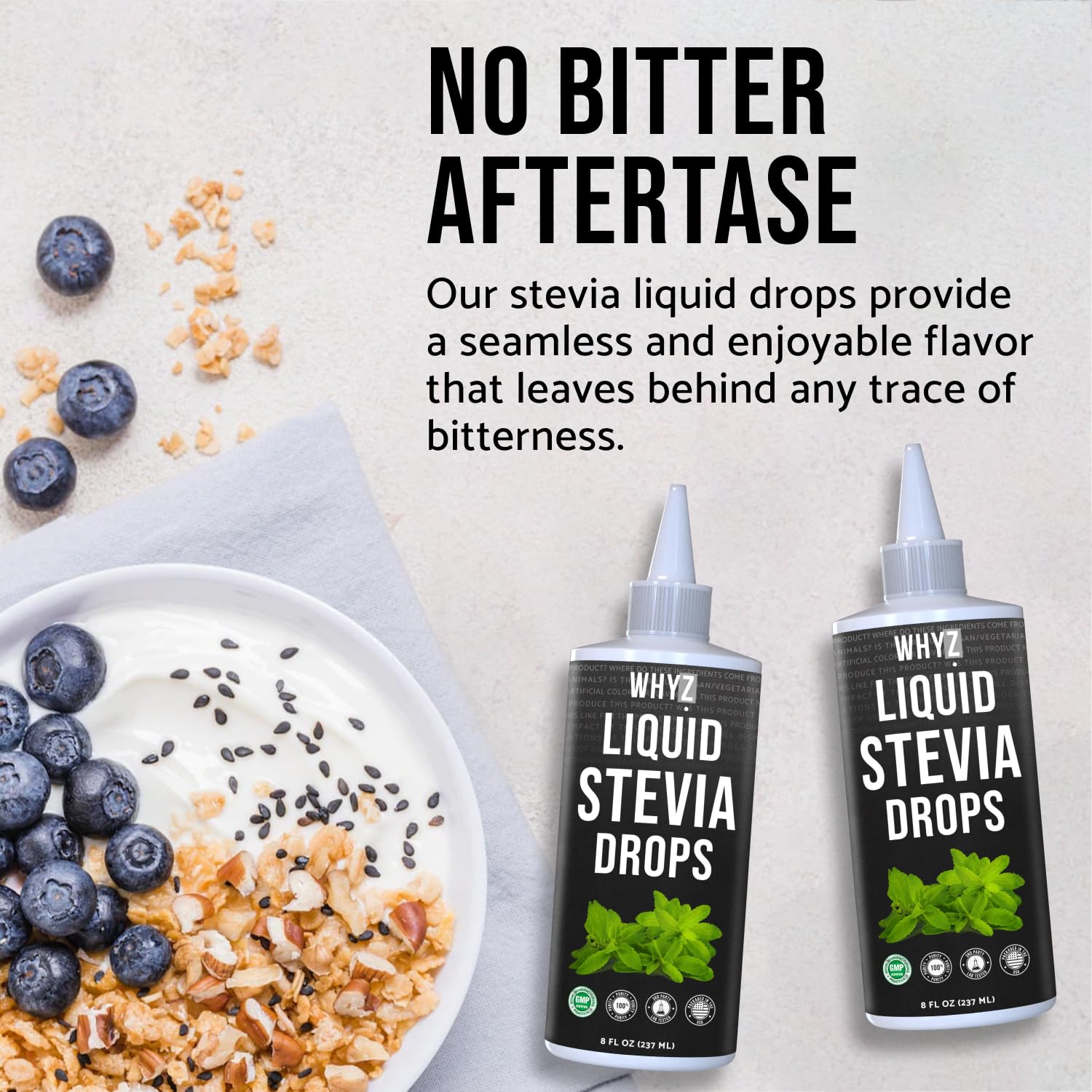 WHYZ liquid droplet on a spoon emphasizing smooth texture and instant mixing