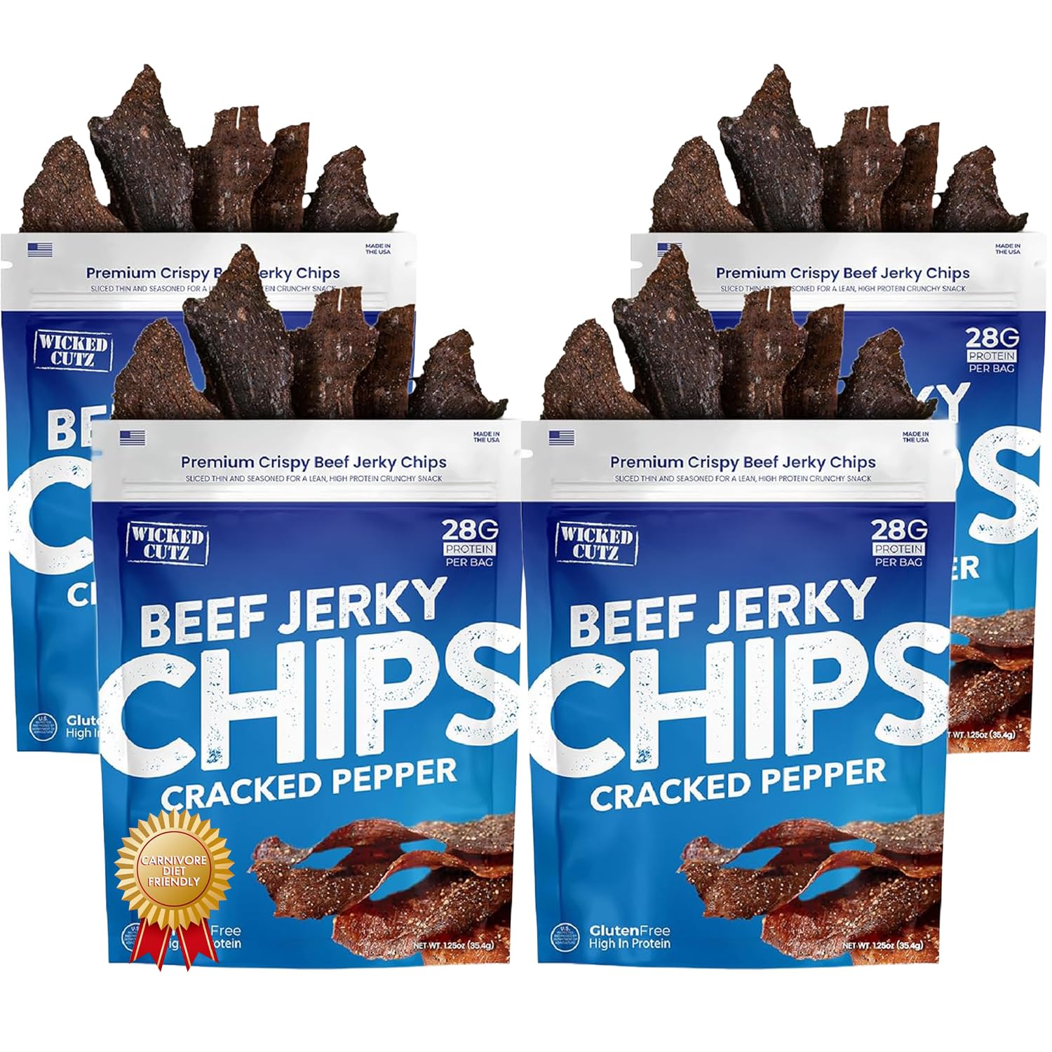 Wicked Cutz front packaging showing four cracked pepper bags and bold branding benefit clarity