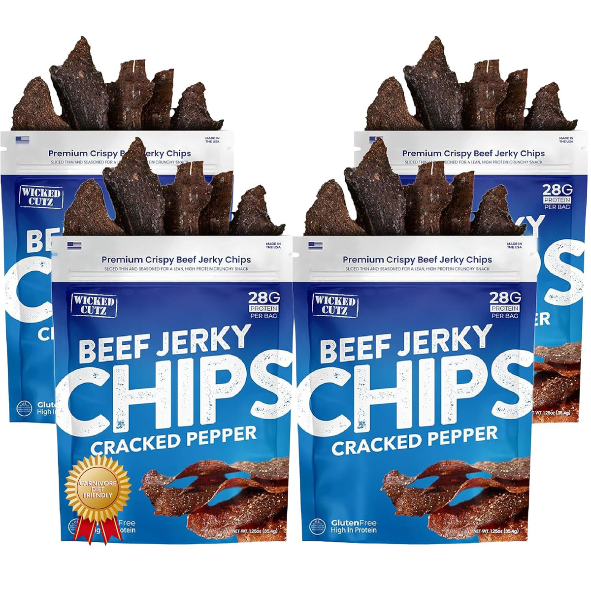 Wicked Cutz front packaging showing four cracked pepper bags and bold branding benefit clarity