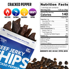 Wicked Cutz open bag with crispy beef chips ready to eat for portable protein