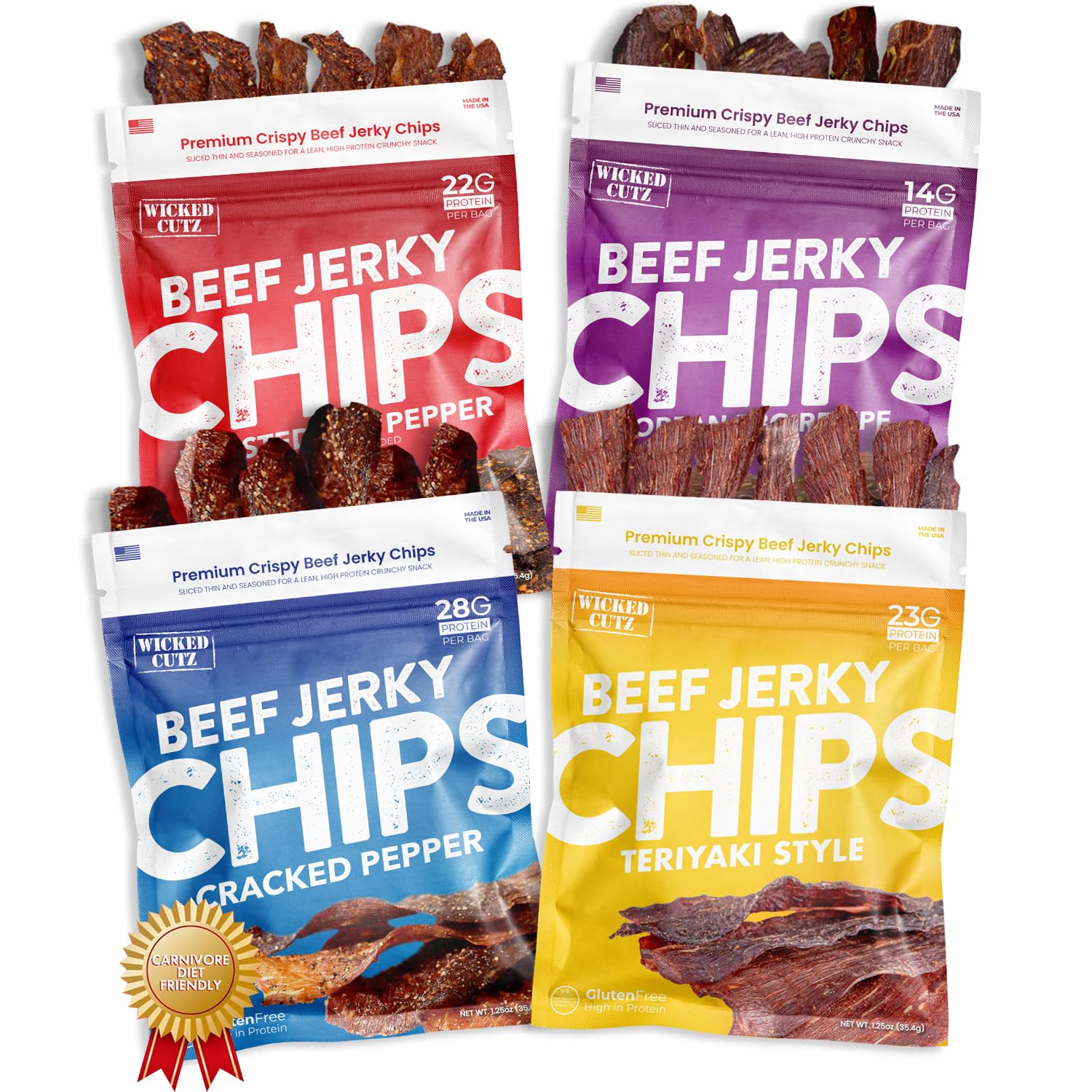 Wicked Cutz front packaging showing variety pack and protein claim for on‑the‑go energy