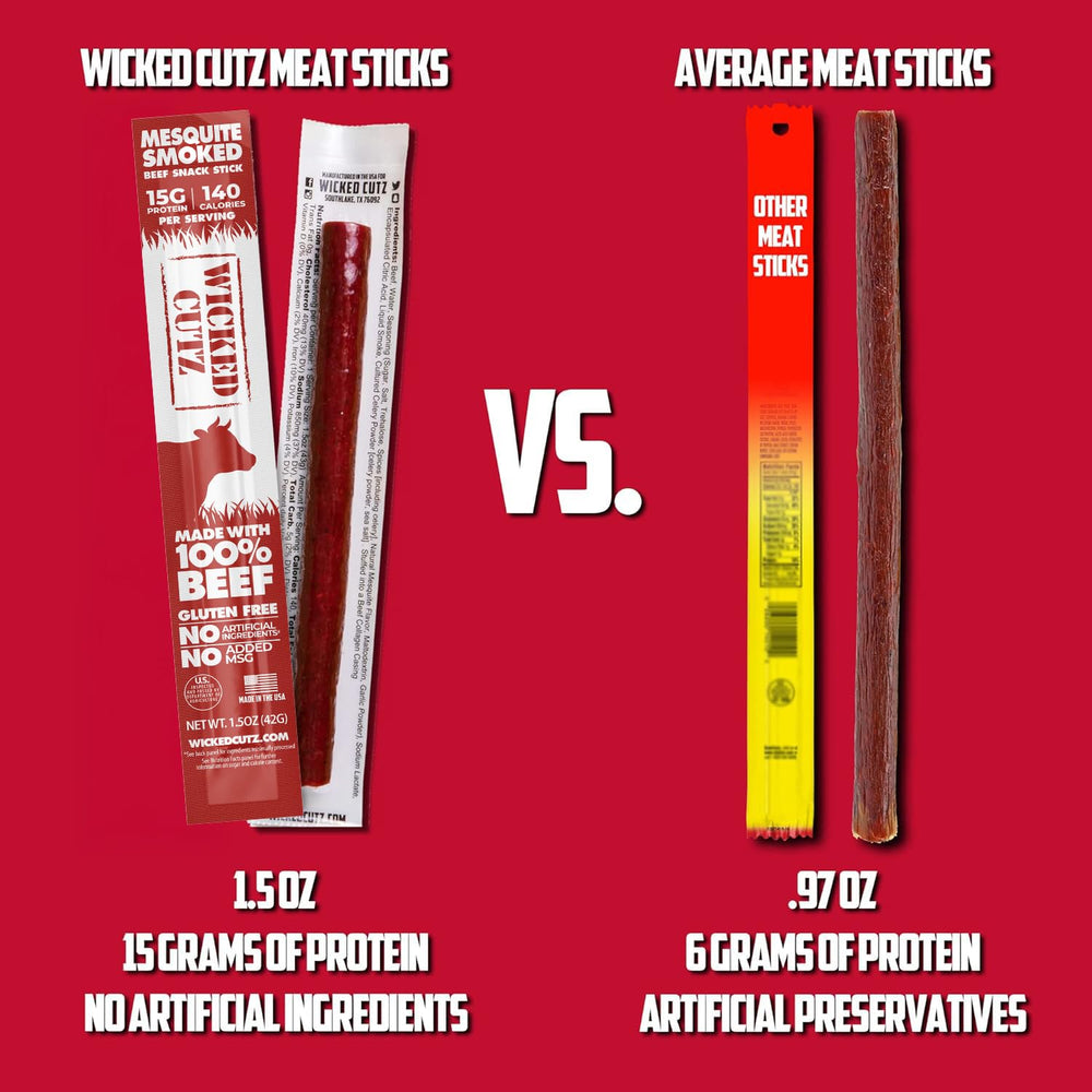 Wicked Cutz close-up of stick texture showing tender, juicy meat benefit