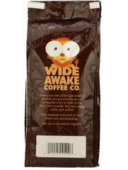 Wide Awake Coffee 12 ounce bag beside a measuring scoop for scale and portion control