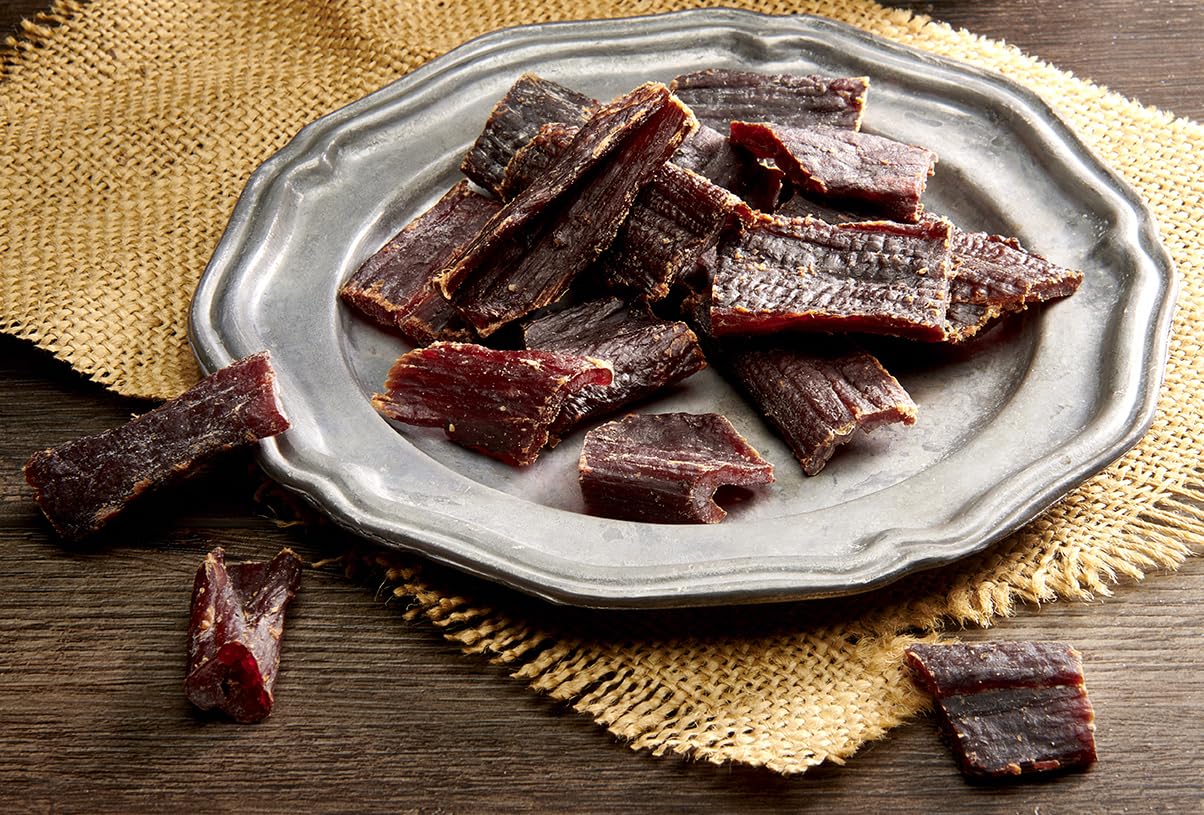 Wild Bill's close-up of hickory smoked jerky texture highlighting tender chew