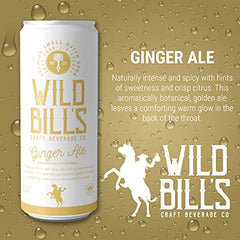Wild Bill's ginger ale close-up of can texture and bubbles, emphasizing natural ingredients