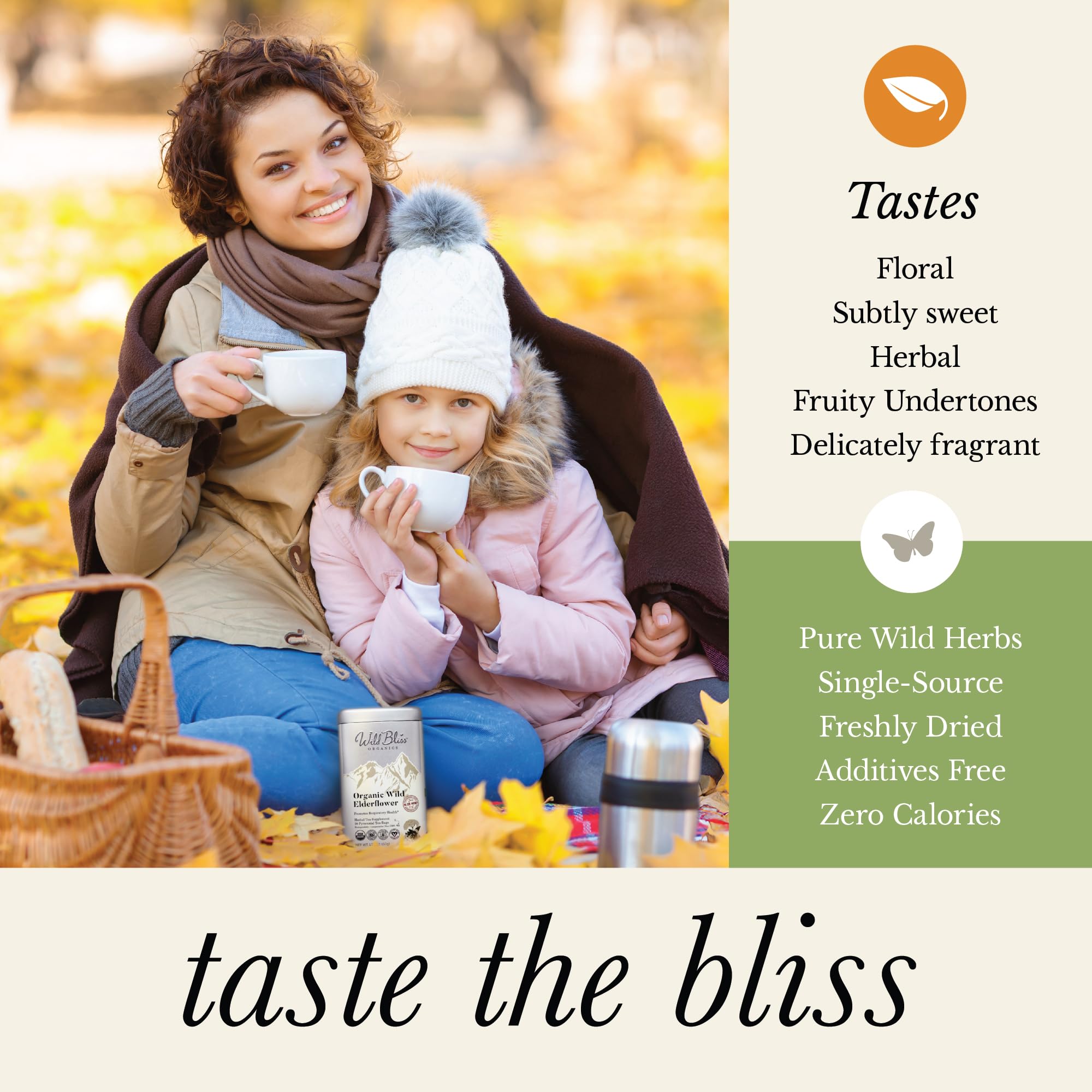 Wild Bliss product label close-up showing organic single-origin details