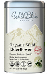 Wild Bliss front packaging showing organic elderflower and benefits