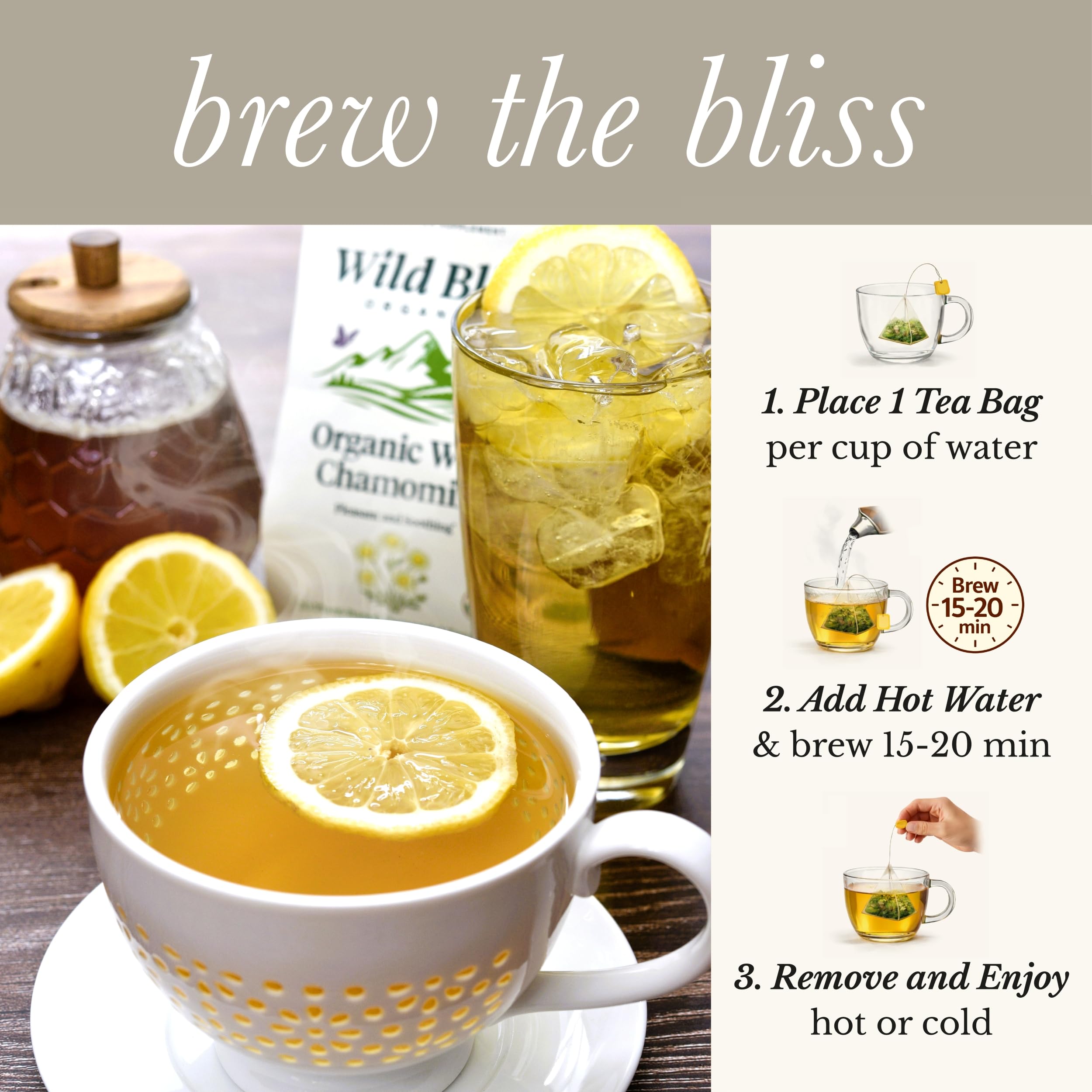 Wild Bliss airtight packaging label spotlighting potency testing benefit