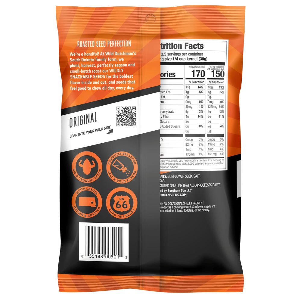 Wild Dutchman label and nutrition panel showing ingredients and serving details
