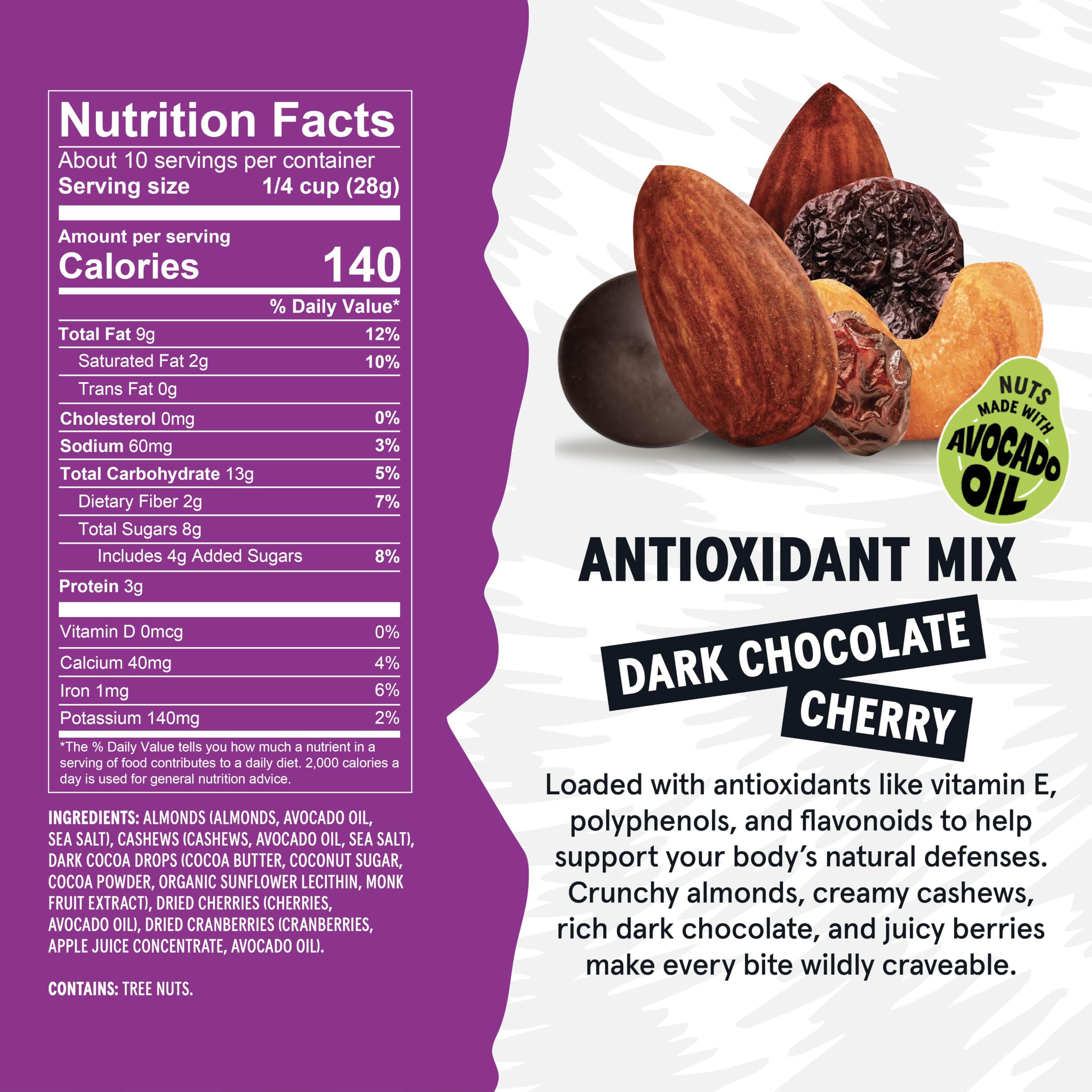 Wild Fox open bag spilling trail mix, convenient grab-and-go benefit