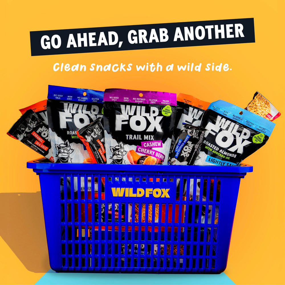 Wild Fox trail mix inside a backpack on a trail, travel-ready benefit