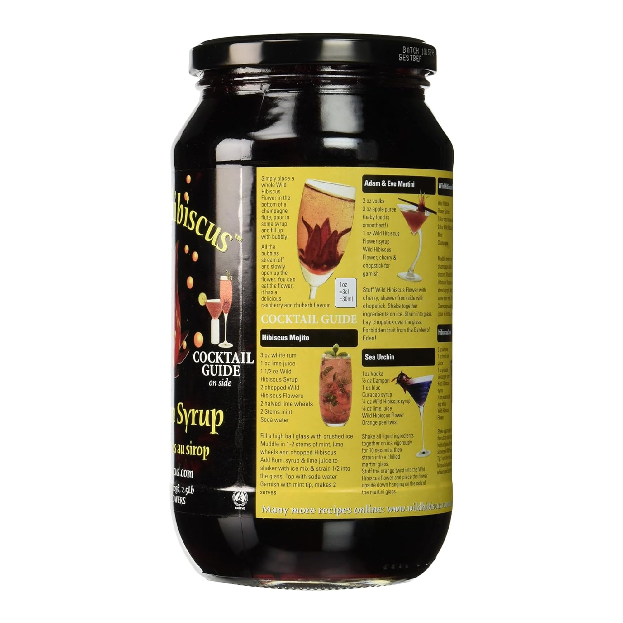 Wild Hibiscus jar open showing syrup and preserved flowers, convenient for quick use