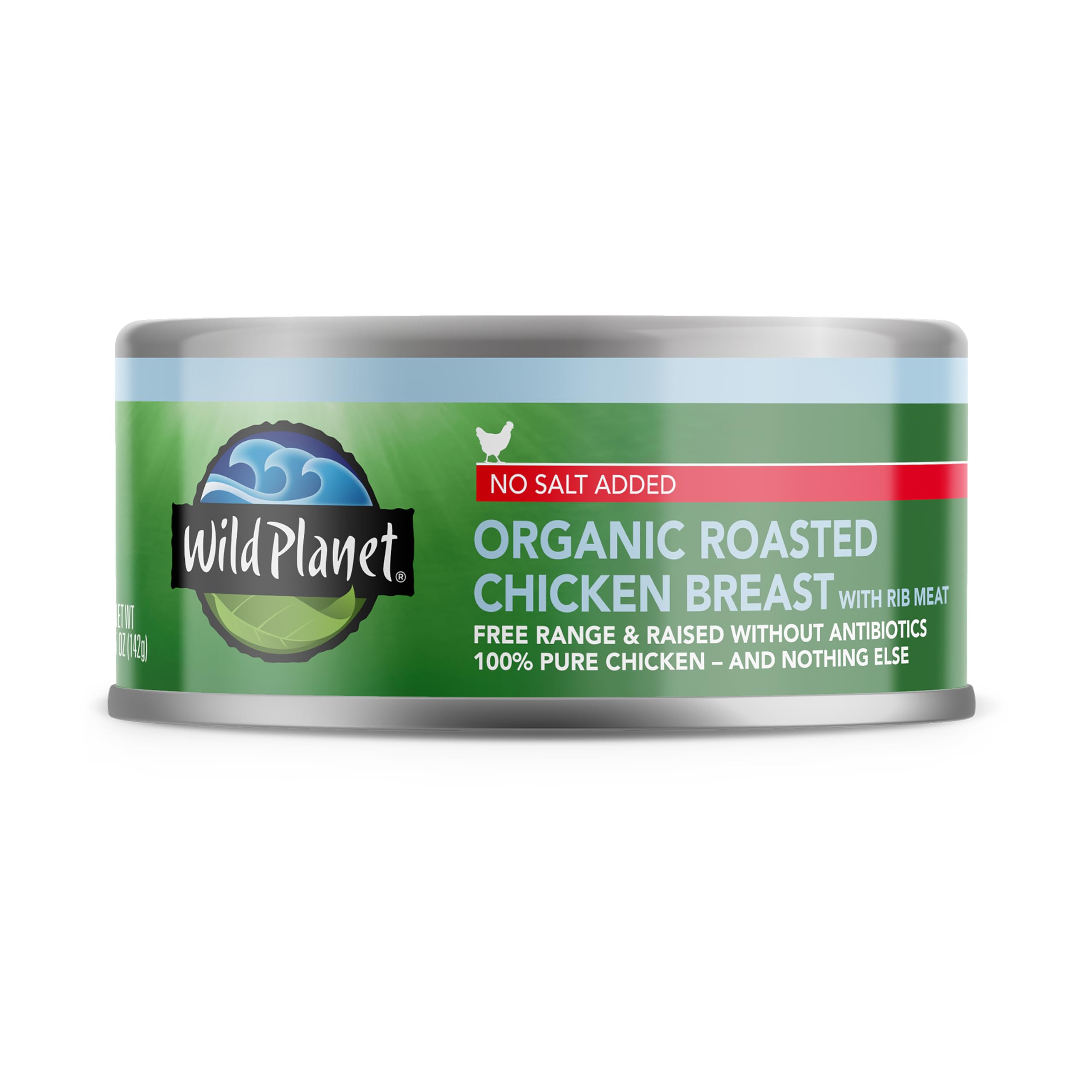 Wild Planet open can close-up of roasted chicken texture and natural juices, flavorful benefit