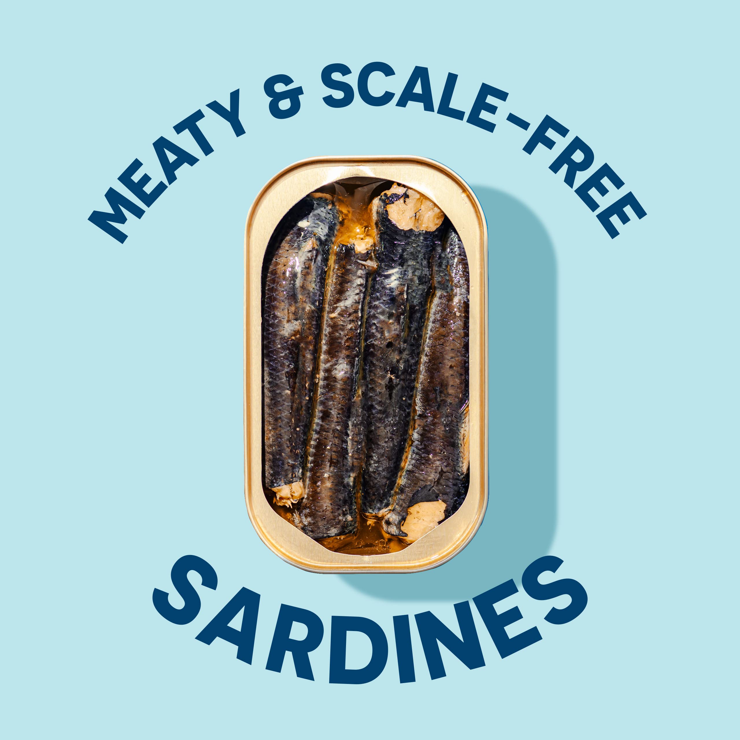 Wild Planet close-up of sardine texture and light smoke finish highlighting meaty, scale-free flesh