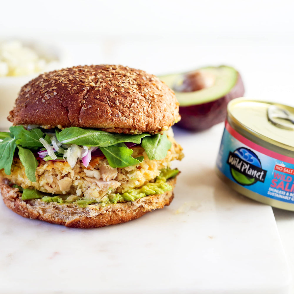 Wild Planet salmon served on salad illustrating quick healthy meal benefit