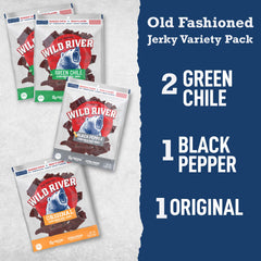 Wild River opened bag with pieces visible illustrating real beef and resealable convenience