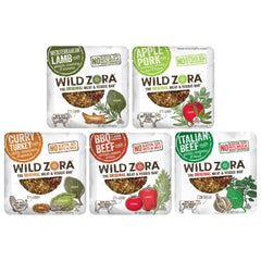 Wild Zora front packshot showing variety 5-pack and clean ingredients benefit