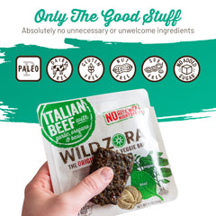 Wild Zora ingredients label closeup showing simple ingredients for transparency