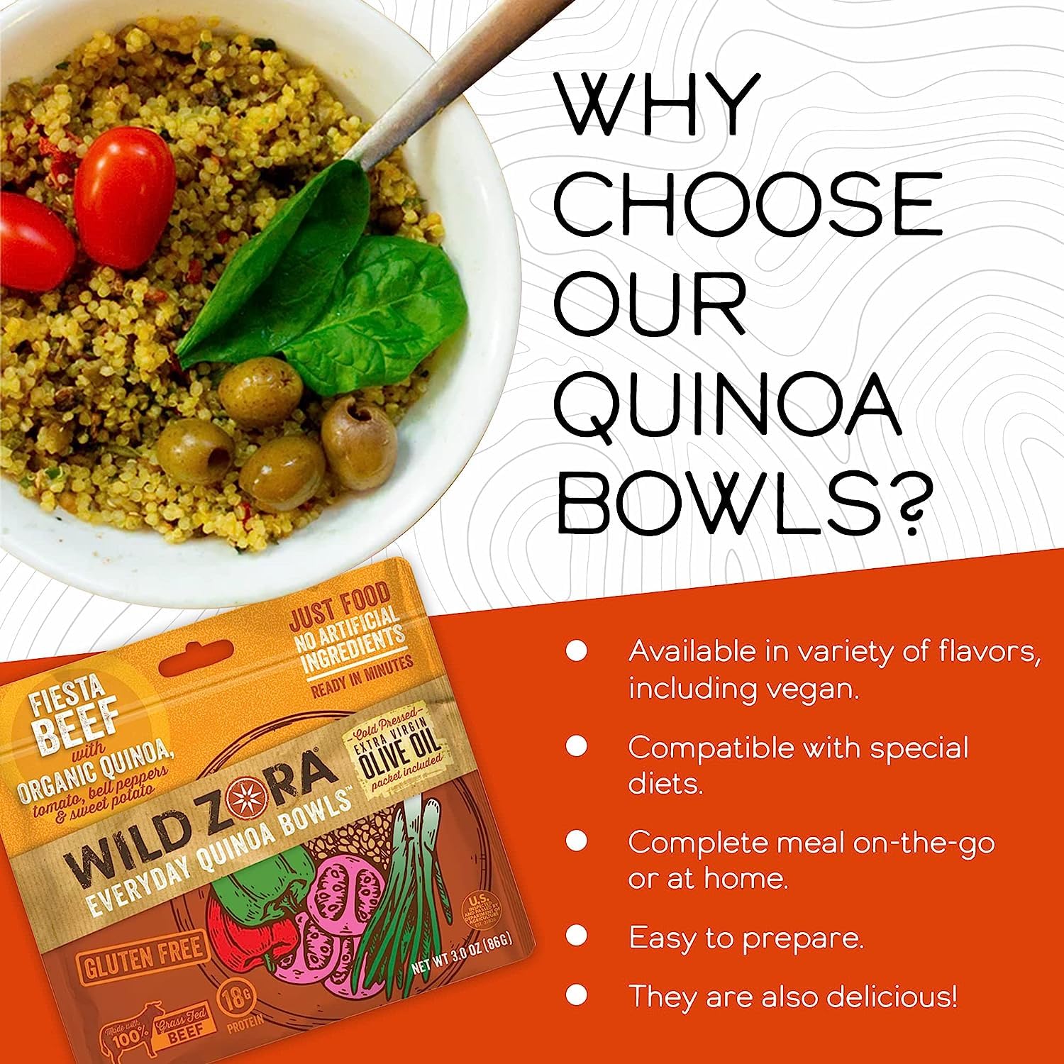 WILD ZORA packets on pantry shelf showing long shelf life and storage benefit