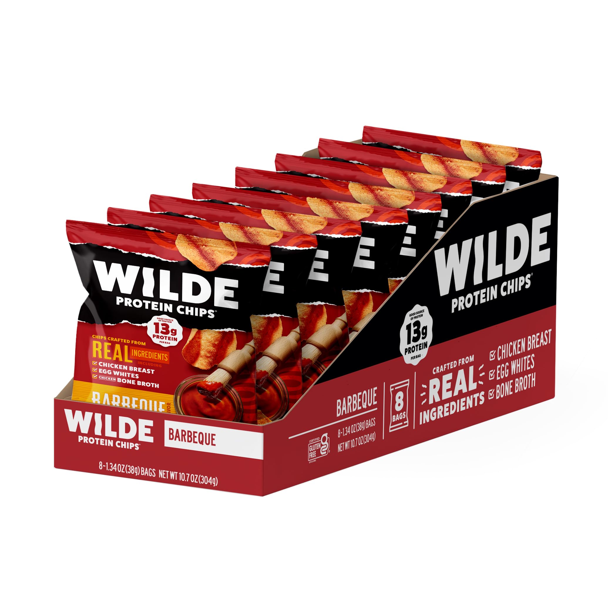Wilde Chips close-up texture revealing crisp chicken crunch and savory seasoning