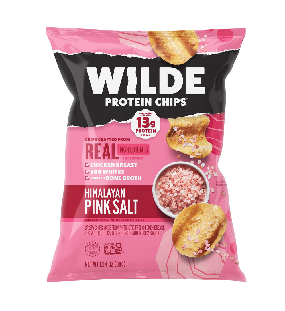 Wilde front packaging Himalayan pink salt showing 1.34oz bag and branding for quick grab-and-go benefit