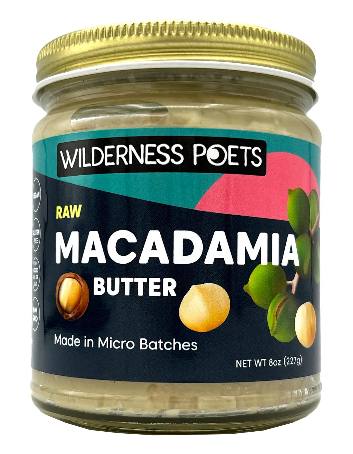 Wilderness Poets jar front showing label and clear glass, highlights pure ingredient quality