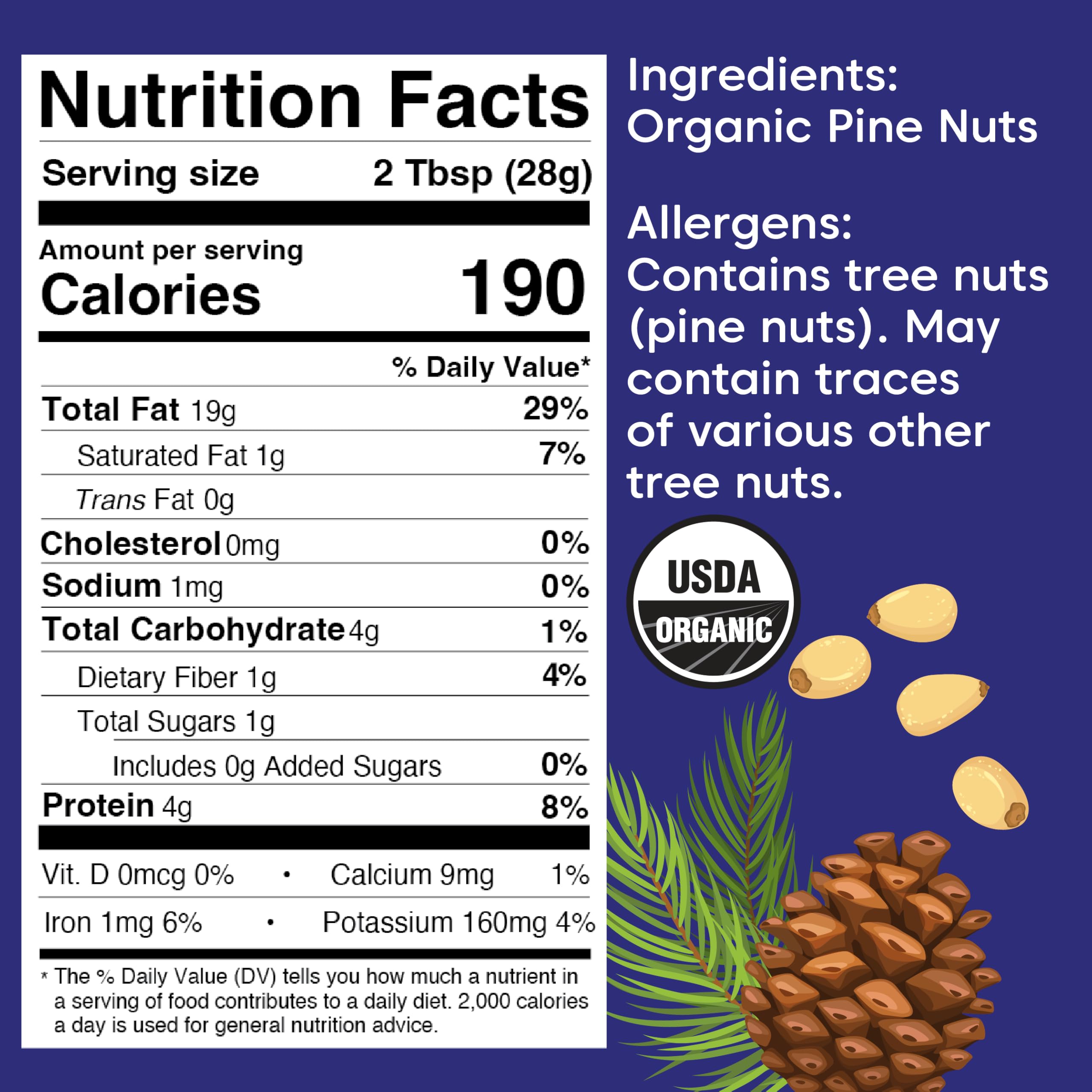Wilderness Poets closeup of nutrition label showing organic ingredient transparency