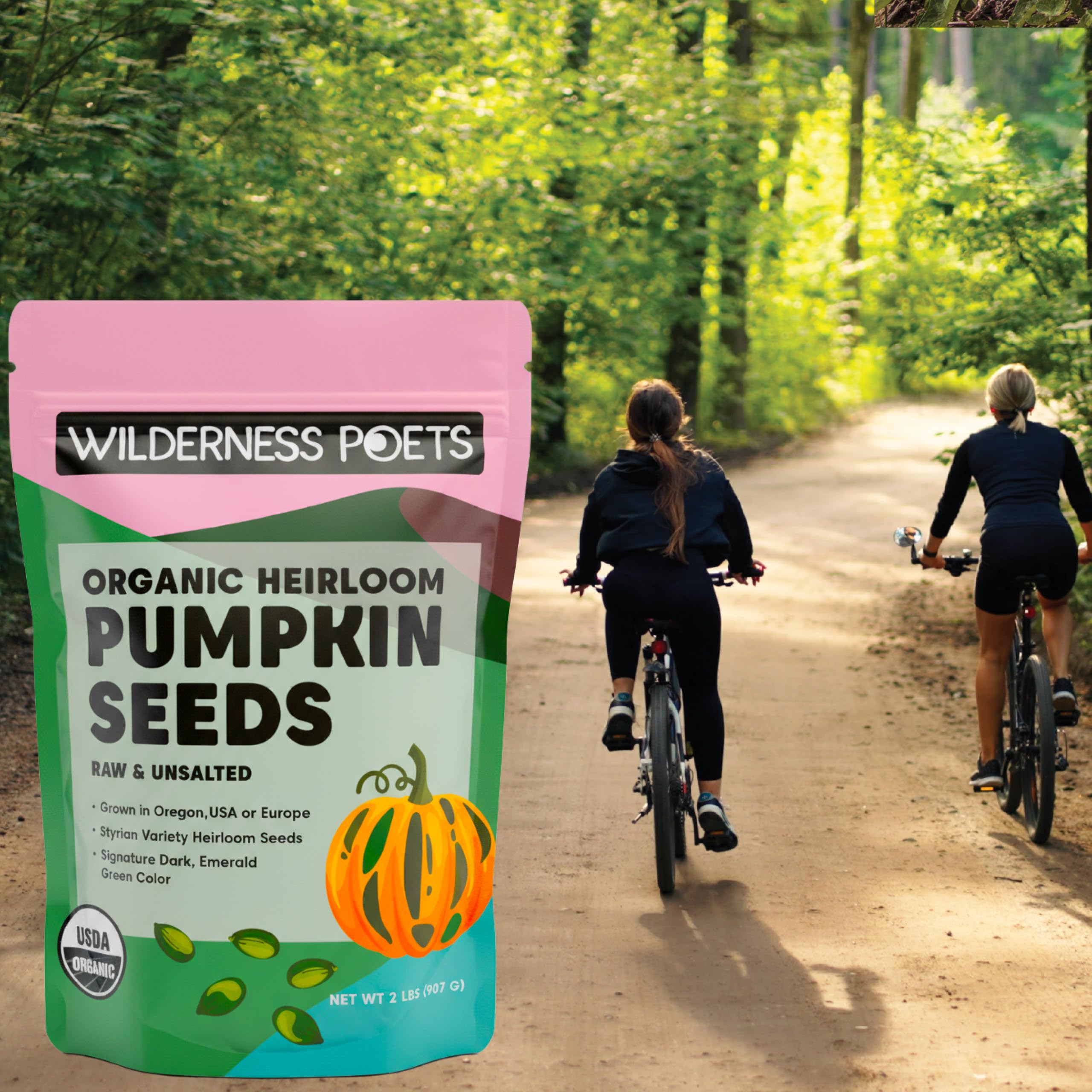 Wilderness Poets pumpkin seeds sprinkled on salad for added crunch
