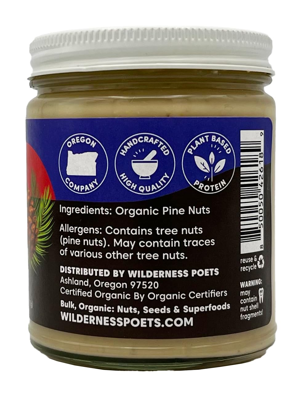 Wilderness Poets jar beside measuring scale illustrating true 8 ounce portion size