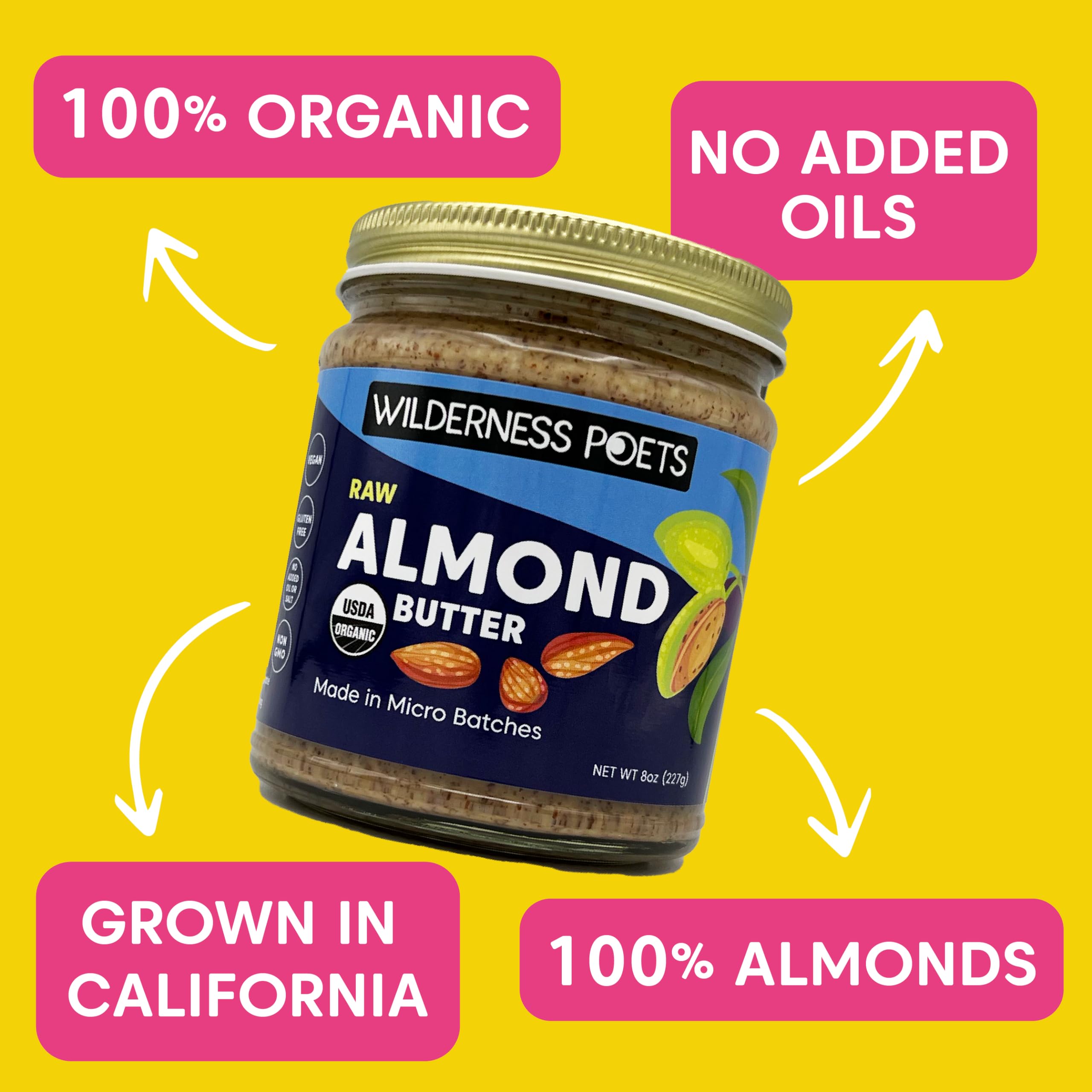 Wilderness Poets spoonful of almond butter showing creamy texture for recipes