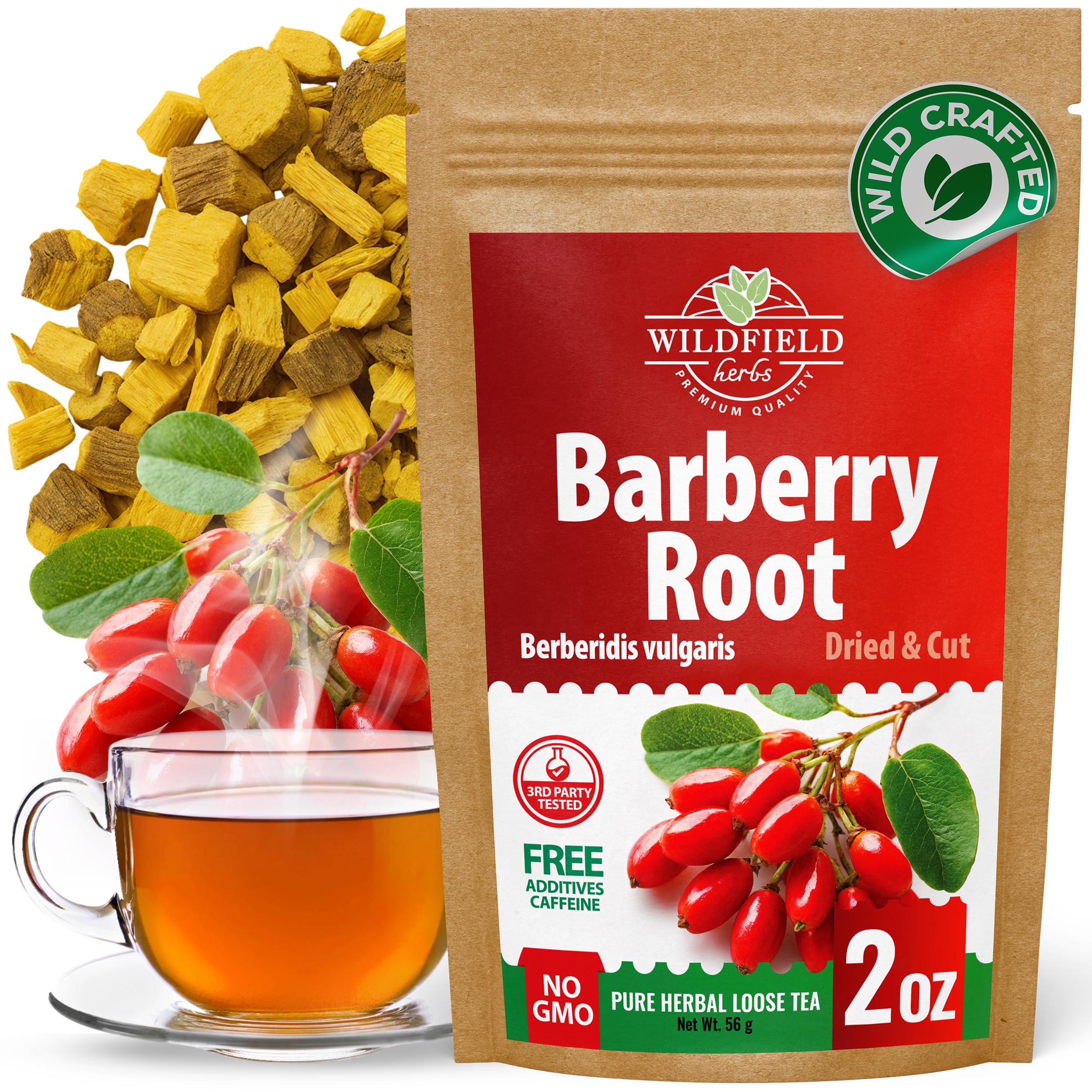 WILDFIELD HERBS front box of barberry root showing brand and weight benefit freshness