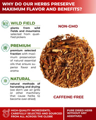 WILDFIELD HERBS brewed cinquefoil tea in a cup, illustrating infusion color and clarity