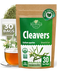 WILDFIELD HERBS boxed cleavers tea front view showing count and convenience
