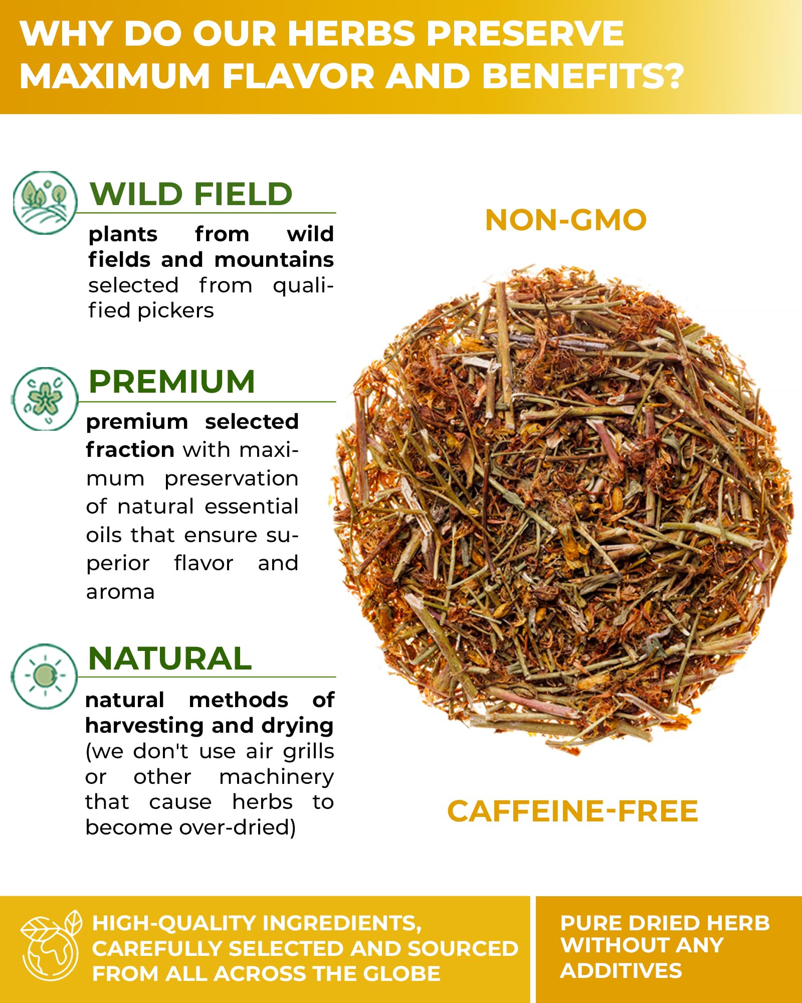 WILDFIELD HERBS close-up of St Johns Wort texture highlighting whole-leaf quality and scent